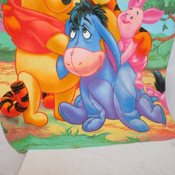 Disney Store Winnie the Pooh Eeyore Piglet Tigger large 50" x 60" Fleece Blanket - Picture 5 of 6
